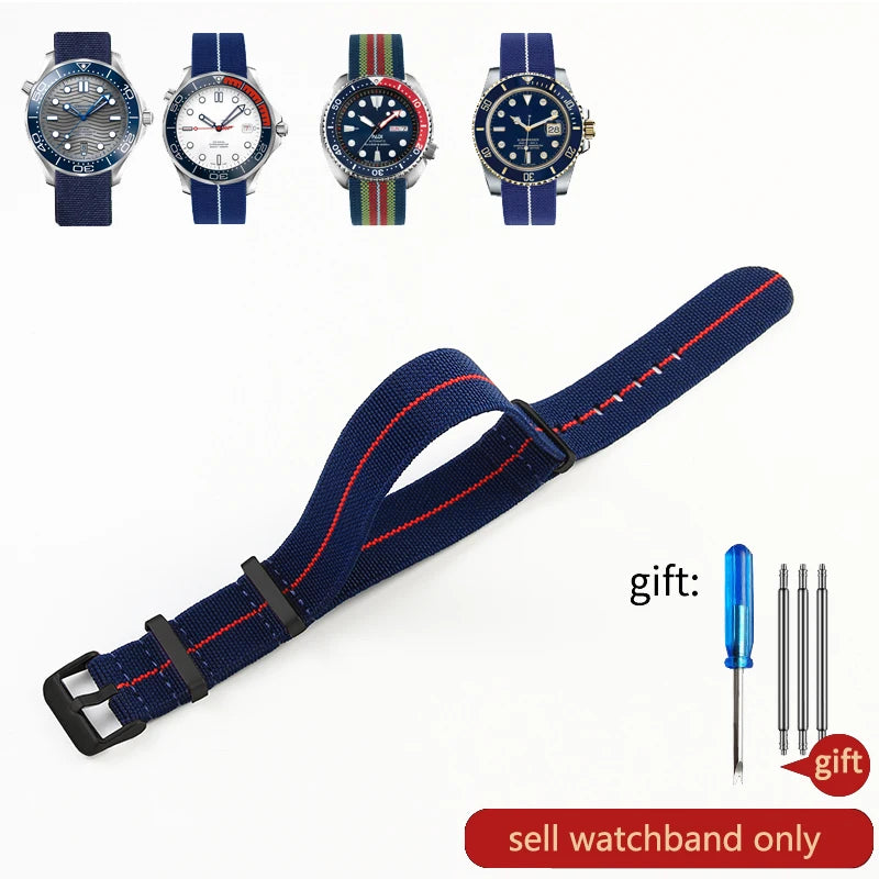 60's French Army Nylon Watch Strap - Woven Military Watch Band for Rolex, Seiko, Tudor & Omega