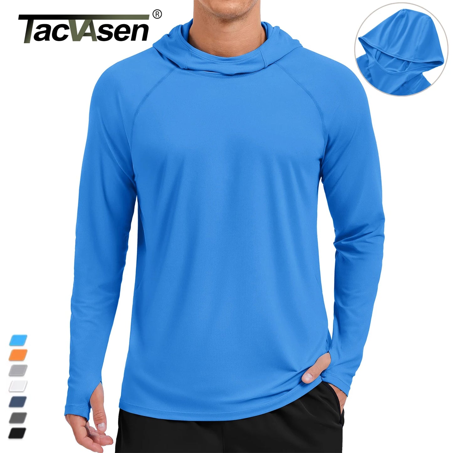 TACVASEN Men's Sun Hoodie Shirt - UPF 50+ Long Sleeve Rash Guard Quick Dry Fishing, Hiking & Swim Protection Top