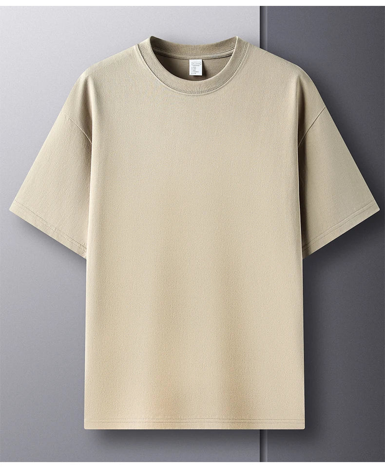 100% Pure Cotton Men’s Summer T-Shirt – High-End Short Sleeve Round Neck Breathable Fashion Top