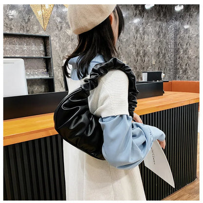 Fashion Pleated Cloud Handbag for Women – PU Leather Shoulder Bag, Casual Armpit Bag & Shopping Tote
