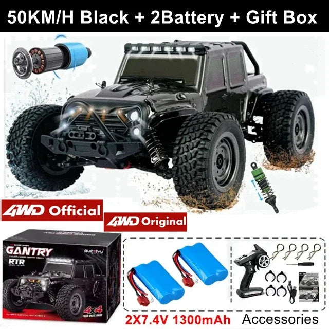 4WD Remote Control Car – Off-Road 4x4 RC High-Speed Buggy Truck, Brushless 50/80KM/H Drift Racing Toy for Kids & Adults