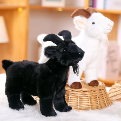 Cute Baby Goat Plush Doll - Soft Fluffy Horned Sheep Stuffed Animal Toy for Kids & Adults
