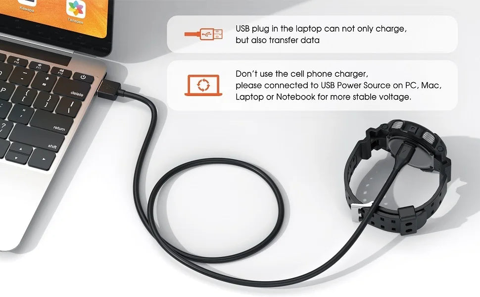 1M USB Type-C Charging Cable for Garmin Fenix 5–7 Series, Vivoactive & Venu – Fast Charge with Dustproof Plug