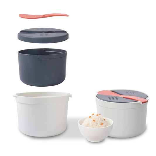 2L Portable Microwave Oven Rice Cooker - Multi-Function Food Steamer and Bento Lunch Box - Ideal for Cooking and Steaming