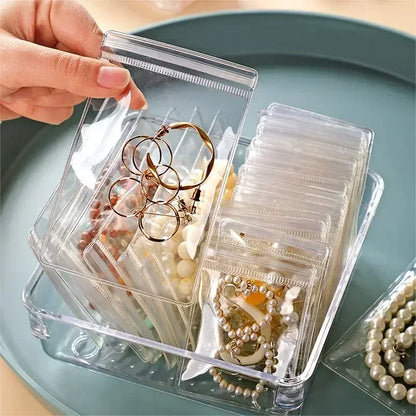 10/100pcs Thick PVC Jewelry Bags — Transparent Self-Sealing Pouches for Storage, Display & Anti-Oxidation Protection