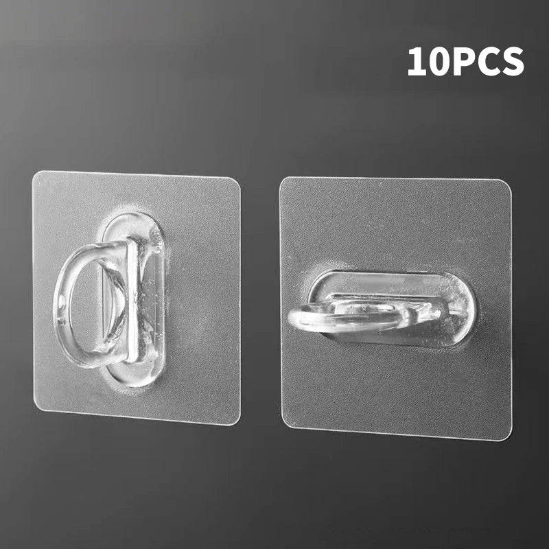 5/10PCS Transparent Ring Hooks – Perforation-Free Waterproof & Rust-Resistant Storage for Bathroom and Toilet Supplies