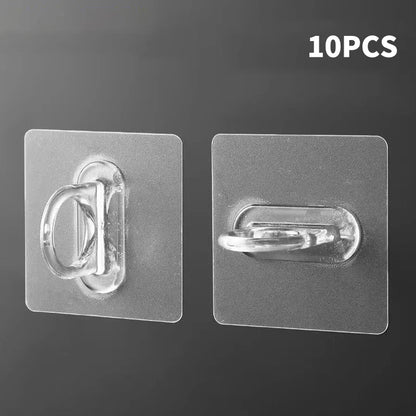 5/10PCS Transparent Ring Hooks – Perforation-Free Waterproof & Rust-Resistant Storage for Bathroom and Toilet Supplies