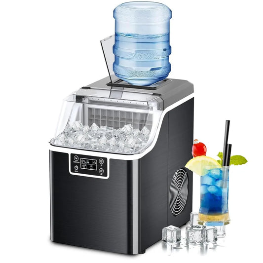 45LB Countertop Ice Maker – Self-Cleaning, Size Control, 24Hr Timer, Stainless Steel for Home Bar & RV