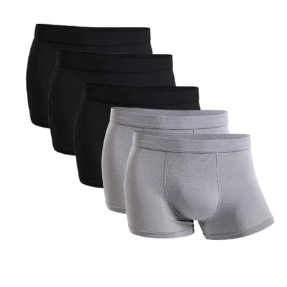 5-Pack Bamboo Men’s Boxers Underwear Plus Size XL–6XL, Breathable Gym Shorts Style Soft Black Underpants Gift Set