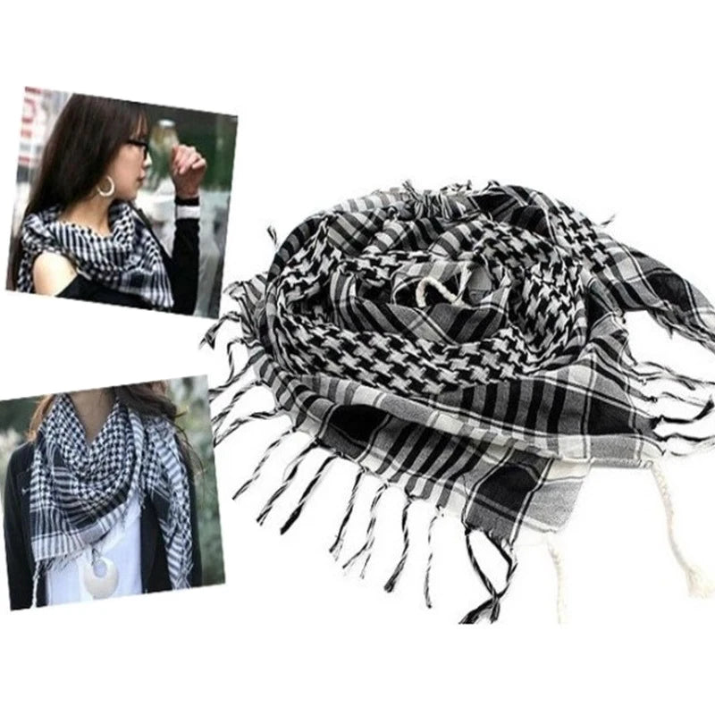 Military Plaid Scarf - Lightweight Unisex Tactical Arab Shemagh for Warmth & Outdoor Wear