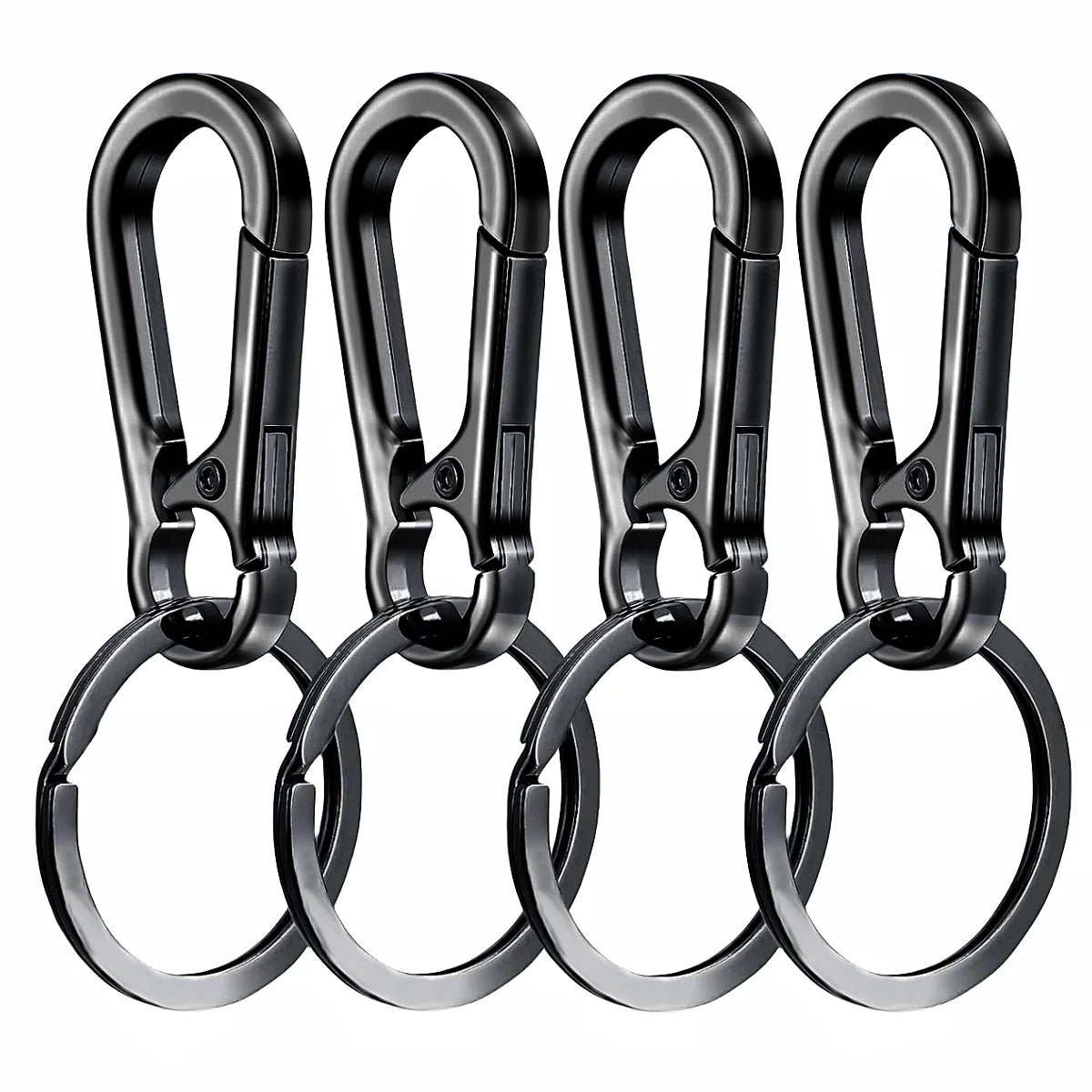 4Pcs Metal Carabiner Clip Keychain – Key Ring Hook Holder Organizer for Car Keys