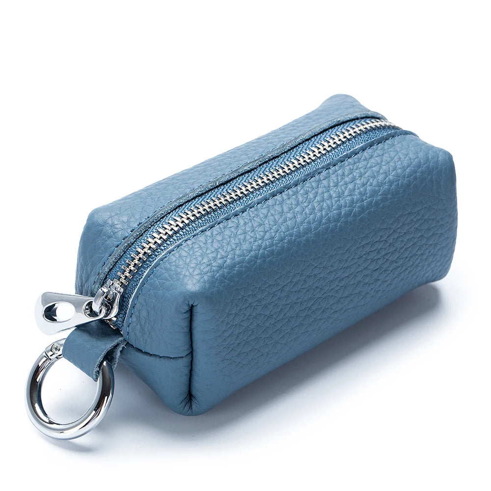 Genuine Leather Key Holder Wallet – Mini Car Key Organizer & Coin Purse with Double Keychains for Men & Women 🔑👜
