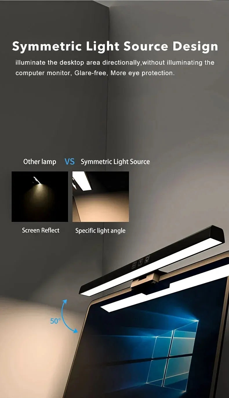 LED Monitor Light Bar Desk Lamp – 33cm & 50cm USB-Powered Dimmable Screen Light for Office & Reading