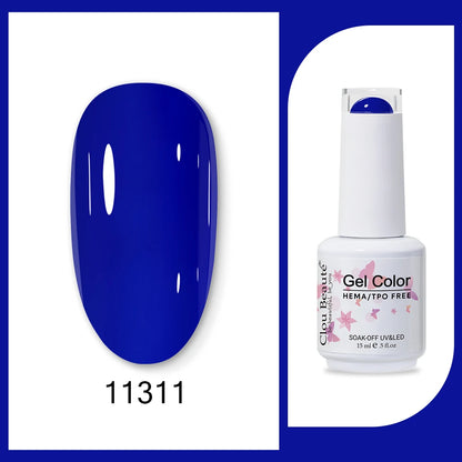Clou Beaute 15ml Gel Nail Polish Set – Red Black White Green Neon UV Soak-Off Semi-Permanent Nail Varnish Base & Velvet Top Coat