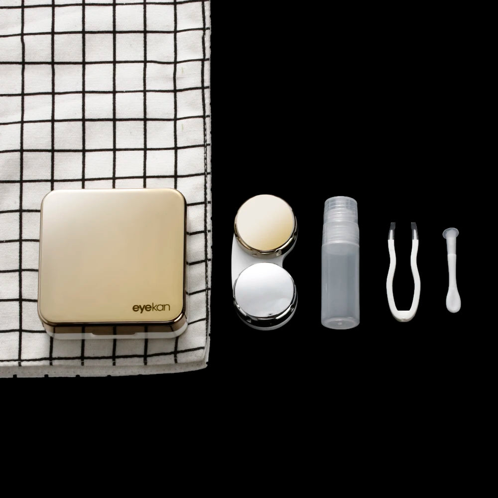 Square Contact Lens Case – Portable Travel Lens Storage & Soaking Box Holder, Solid Color Fashion Eyewear Accessory Container