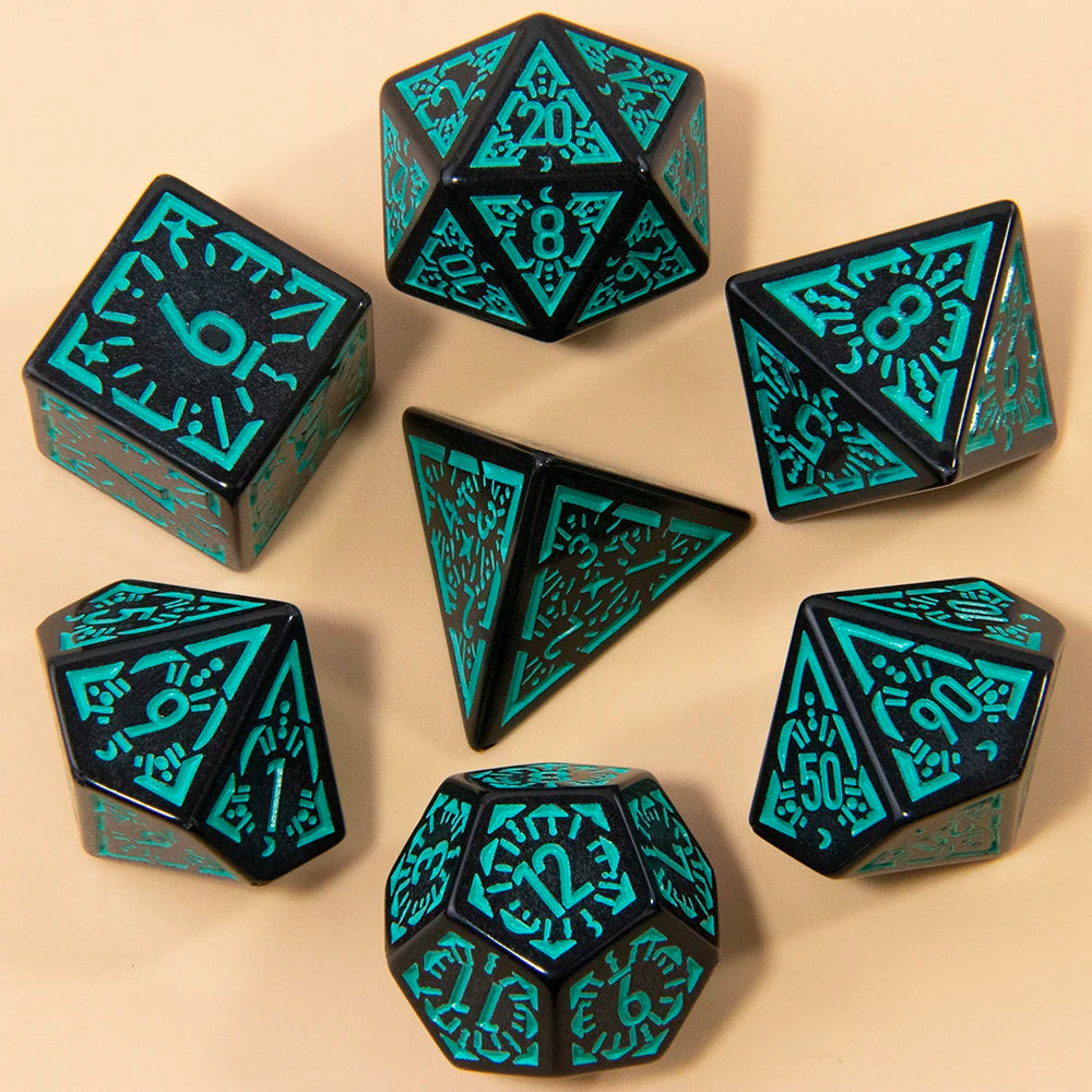 DND Carving Pattern Dice Set - 7Pcs RPG Polyhedral Dice for Board Games, Gifts & Entertainment Accessories