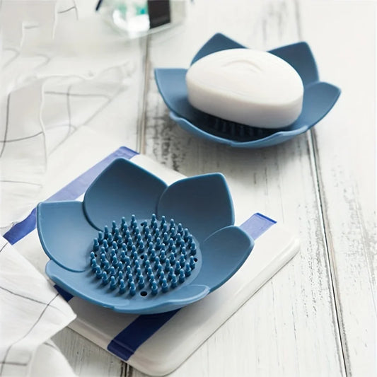Lotus Design Soap Holder - Silicone Bathroom Soap Box with Drainage