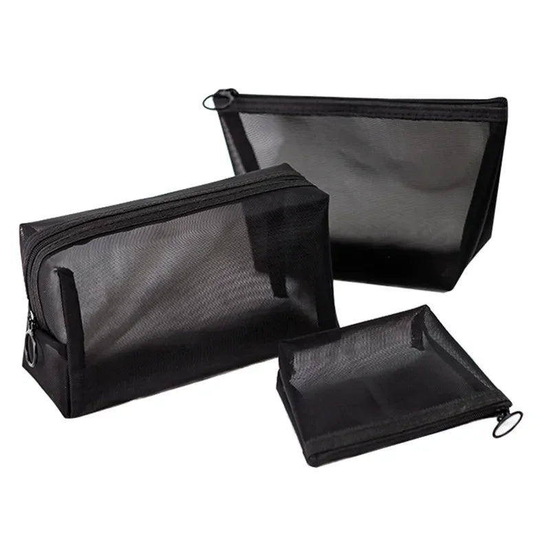 Female Makeup Pouch – Portable Small & Large Mesh Cosmetic Bag, Toiletry Beauty Case, Travel Makeup Organizer Storage Bag
