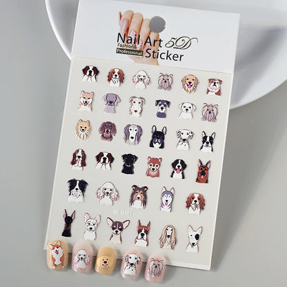 5D Macaron Nail Stickers - Embossed Flower, Fruit, Bear & Rabbit Charms for Summer DIY Manicure Decoration