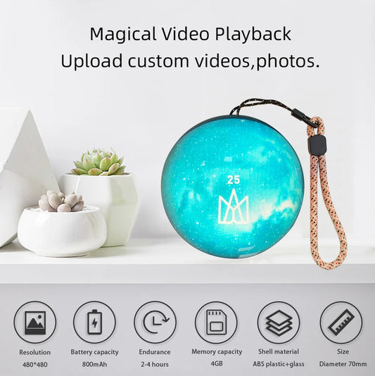 7cm 3D Crystal Ball Display - DIY Electronic Video Playback Globe & Gift for Family, Friends and Graduation