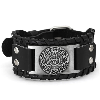Trendy Viking Bracelet – Nordic Rune Compass & God Bird Charm Leather Woven Jewelry for Men, Fashion Accessory & Party Gift
