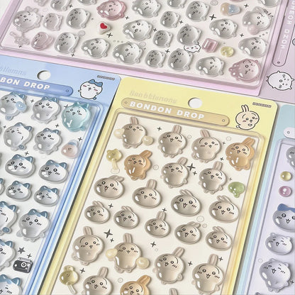 3D Chiikawa Usagi Crystal Stickers - Cute Waterproof DIY Decals for Phone Case, Nails, Notebook & Laptop Decor