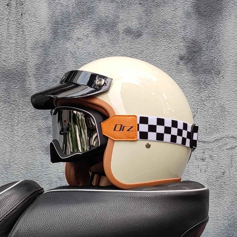 Retro 3/4 Semi-Open Motorcycle Helmet — Cross-Country Winter Riding Accessories