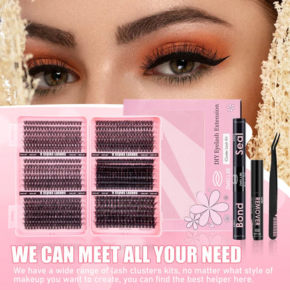 780pcs Eyelash Clusters Kit – 8-16mm Extension with Bond & Seal, Remover, Applicator for DIY Home Makeup