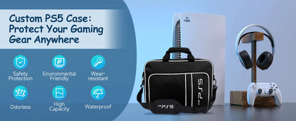 PS5 Travel Case - Protective Carry Bag for PS5 Disc/Digital Console, Controllers, Game Cards & Headset