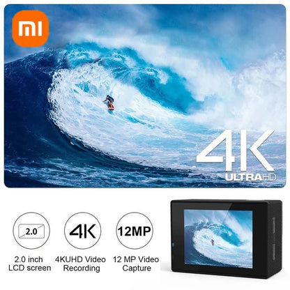 FXiaomi 4K Ultra HD Action Camera — 30fps WiFi Waterproof Sports Camera with 2.0" Display, 170° Lens for Cycling & Vlogging