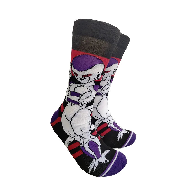 Men’s Dragon Ball Anime Mid Tube Socks - Bandai Cartoon Character Cotton Crew Socks