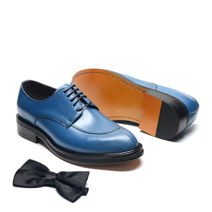 Men’s Genuine Leather Oxford Derby Shoes - Handmade Lace-Up Wedding, Party and Formal Business Dress Shoes