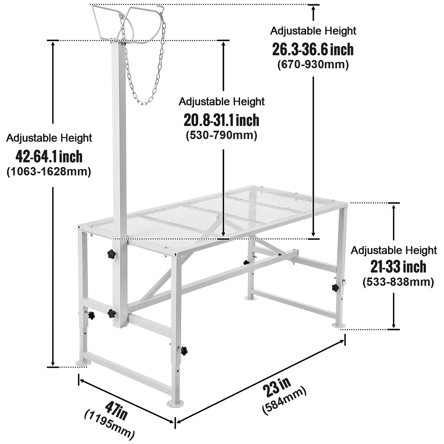 VEVOR Adjustable Goat & Sheep Milking Stand — 51x23 in Metal Livestock Shearing & Milking Platform, 21"-33" Height, White