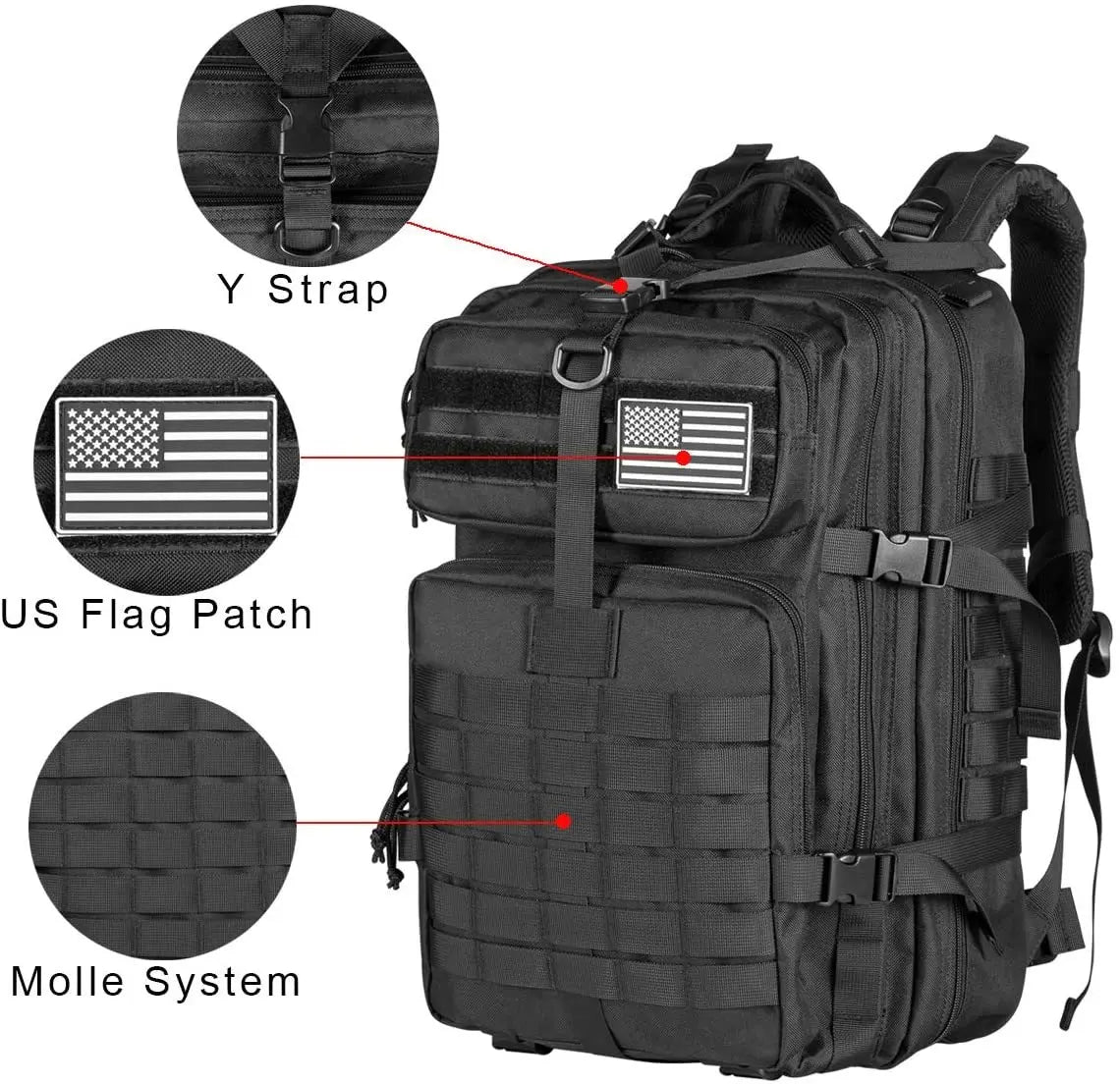 QT&QY 30/45L Tactical Backpack - Outdoor Hiking and Traveling Survival Bag, 3P Assault Pack with EDC MOLLE Design for Trekking and Hunting