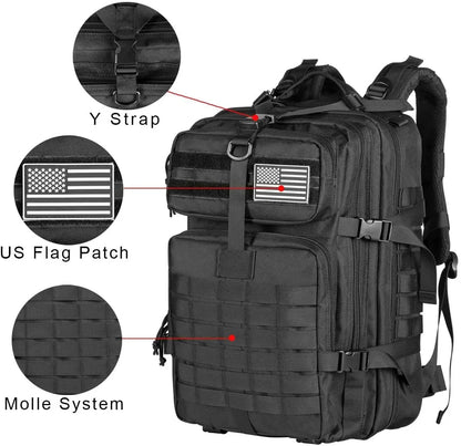 QT&QY 30/45L Tactical Backpack - Outdoor Hiking and Traveling Survival Bag, 3P Assault Pack with EDC MOLLE Design for Trekking and Hunting