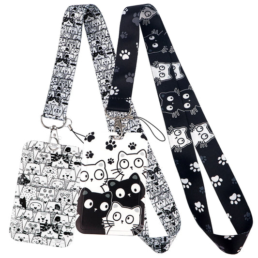 Kawaii Cat Paw Credential Holder Lanyard – Cute Neck Strap for Keys, ID Cards & Phone Accessories