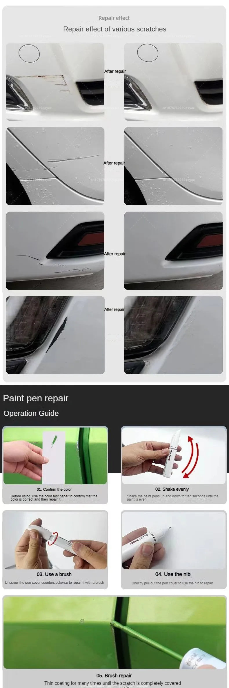 Tesla Model 3/Y/X Pearl White Paint Repair Pen – Touch-Up Kit for Auto Paint Restoration