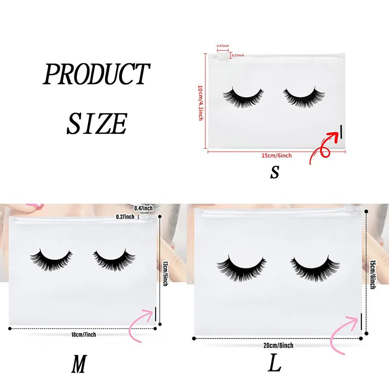 50pcs Reusable EVA Eyelash Aftercare Bags - Makeup Pouches with Zipper, Toilet Travel Plastic Storage, Cosmetic Makeup Accessories