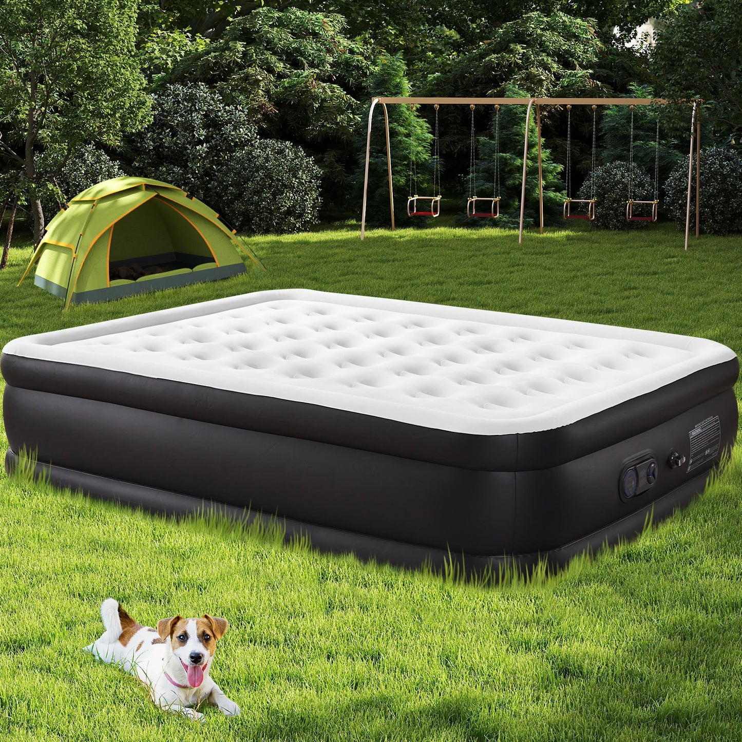Queen Air Mattress - 22" Tall Inflatable Airbed with Built-In High-Capacity Pump for Home & Camping
