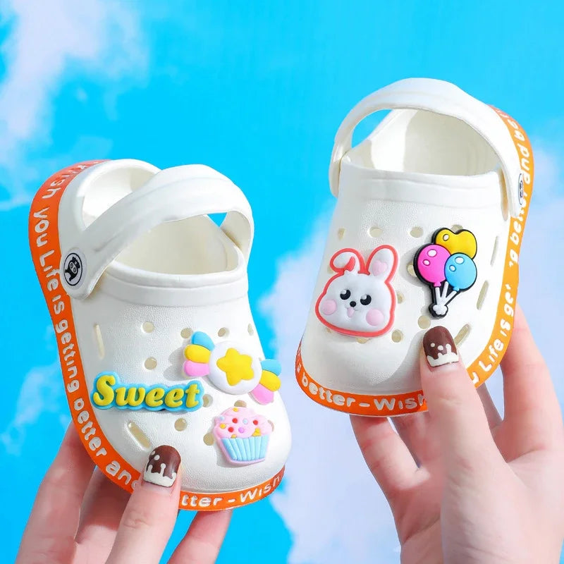 Summer Kids Sandals – Soft Anti-Skid Cartoon Hole Slippers for Boys & Girls, DIY Beach Shoes