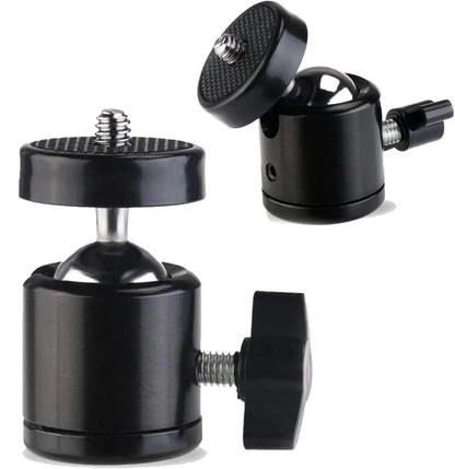 1/4" Ball Head Screw Tripod Mount - 360° Rotating Base Adapter for DSLR Camera, Tripod, Monopod & Camcorder