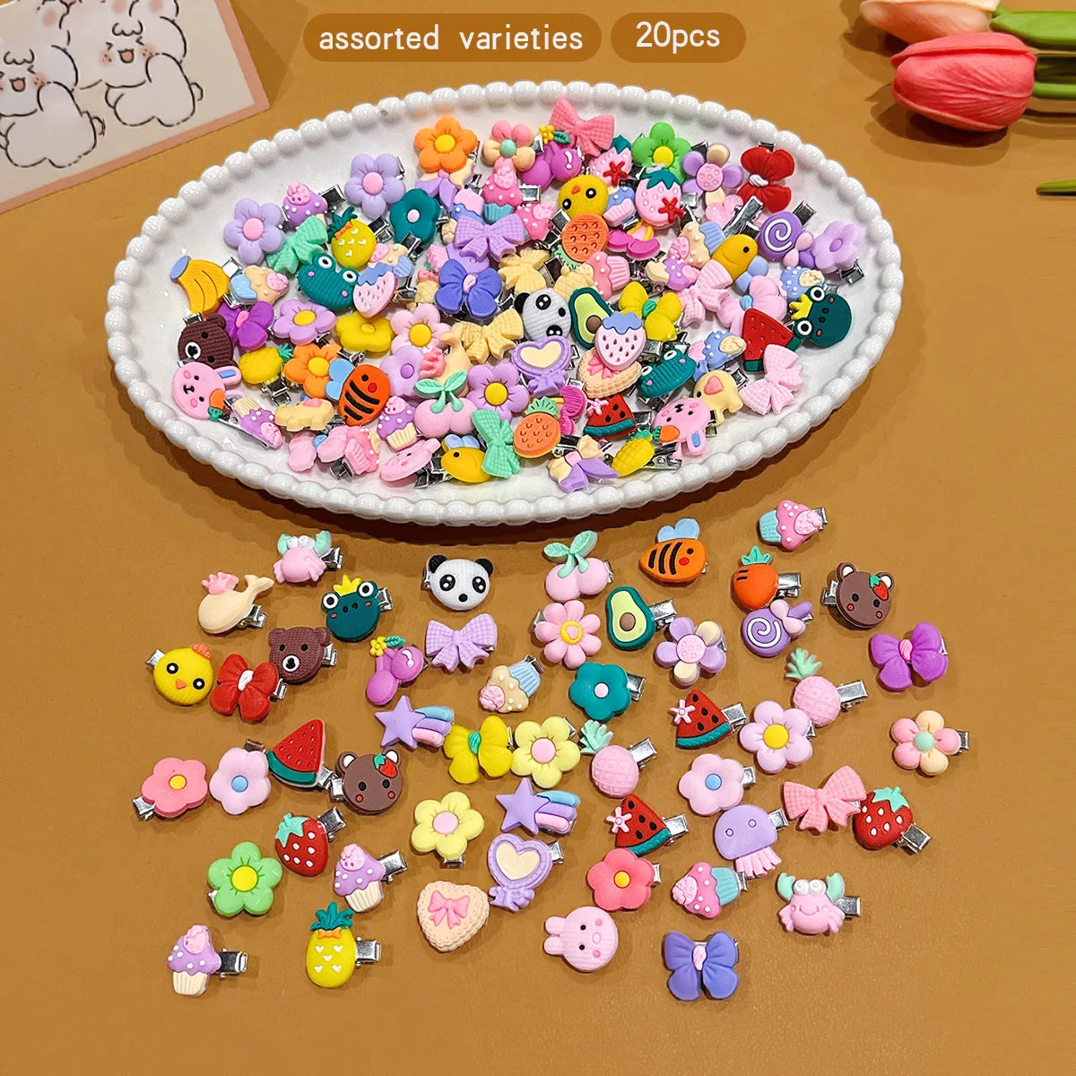 20PCS Cute Cartoon Hair Clips - Random Assorted Designs for Girls, Everyday Hairstyles, and Stylish Hair Accessories
