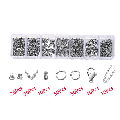 210-400Pcs Jewelry Making Kit - Lobster Clasps Jump Rings Crimp Beads Findings for DIY Bracelets & Necklaces