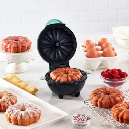 Mini Maker for Cake Waffles, Hash Browns, Keto Chaffles: Easy-to-Clean Non-Stick Surfaces - 4 Inch, Red Blue