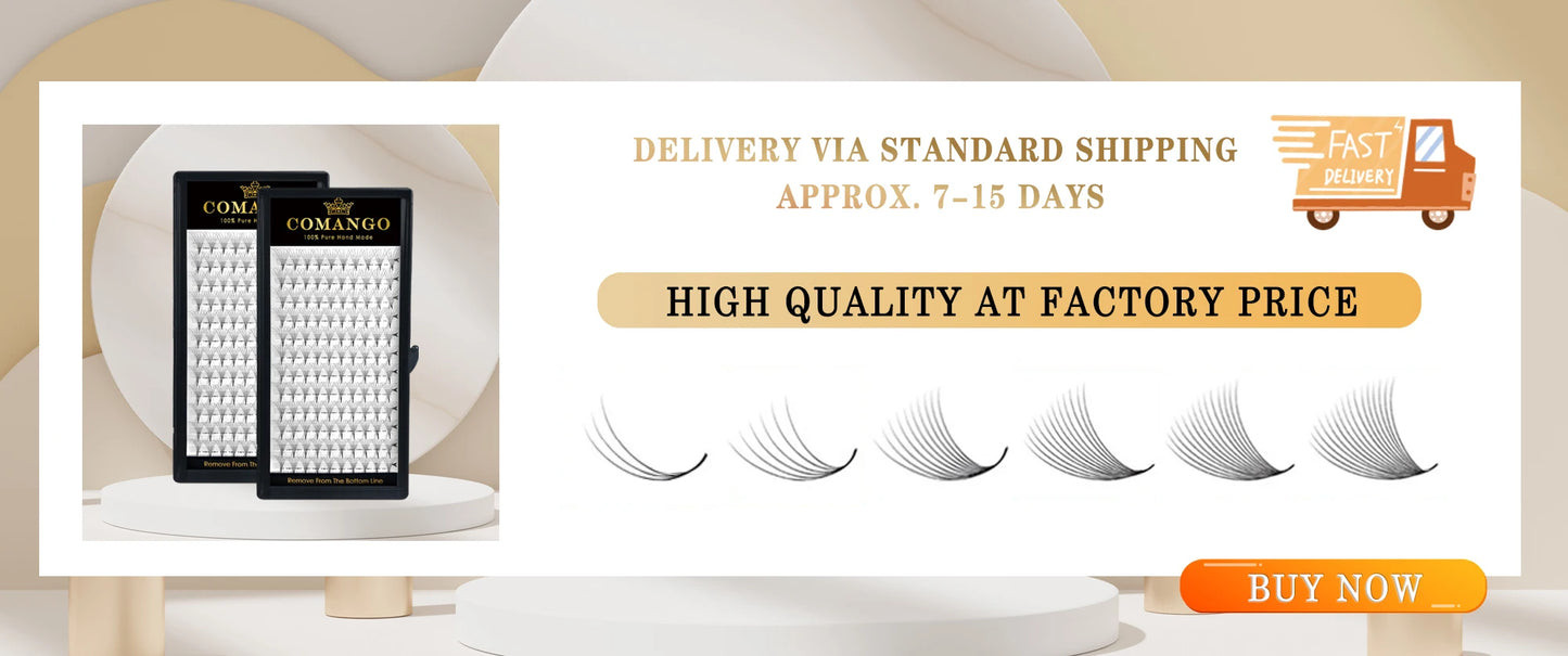 CoMango Faux Mink Eyelashes Extensions – 1D/2D/Y, C/D Curl Natural Russian Volume Soft PBT Lashes