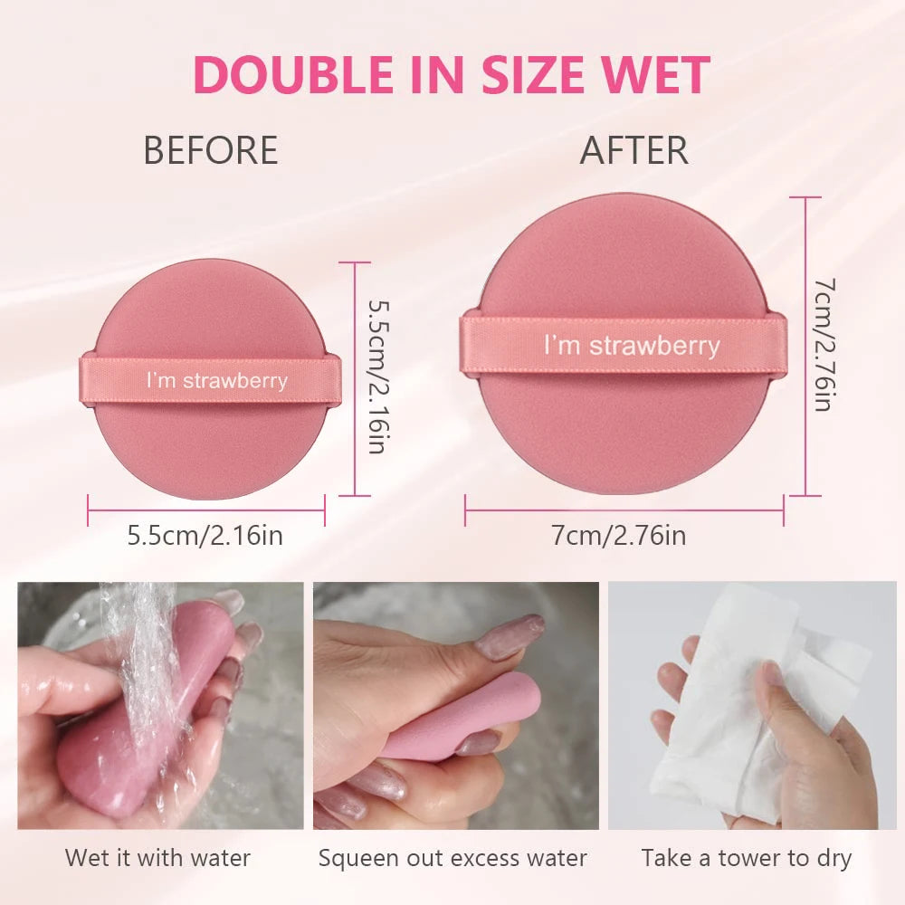 Karsyngirl 7-Piece Strawberry Makeup Sponge Set — Double-Sided Soft Cosmetic Puffs for Powder & Beauty Application