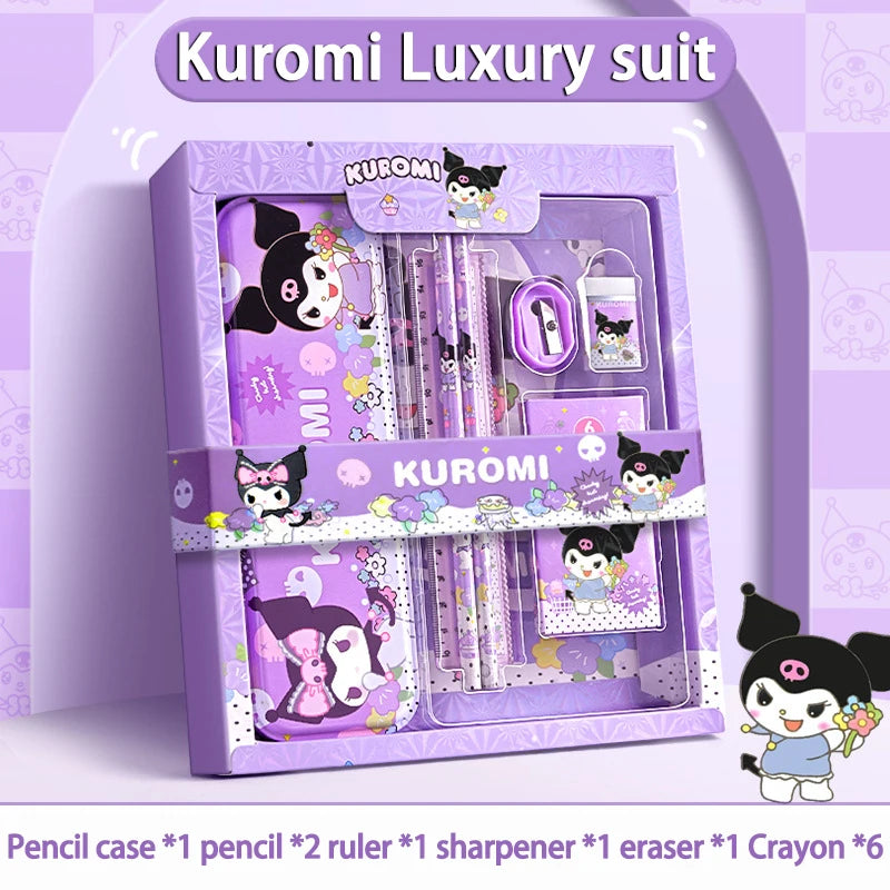 Sanrio Learning Stationery Set – Kuromi, Melody & Cinnamoroll Cartoon Pencil and Eraser Gift Box for Kids