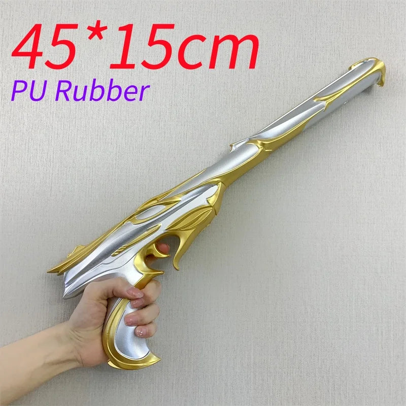 OW Gun Cosplay Meiling Zhou Frost Shock Prop – PU Rubber Weapon Model, Safe Halloween Costume Accessory