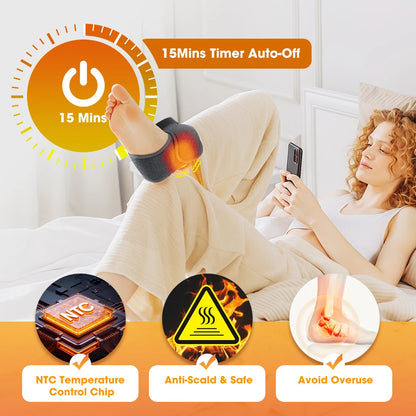 Electric Heated Foot Massager - Cordless Vibration Ankle Wrap for Home & Office Relaxation