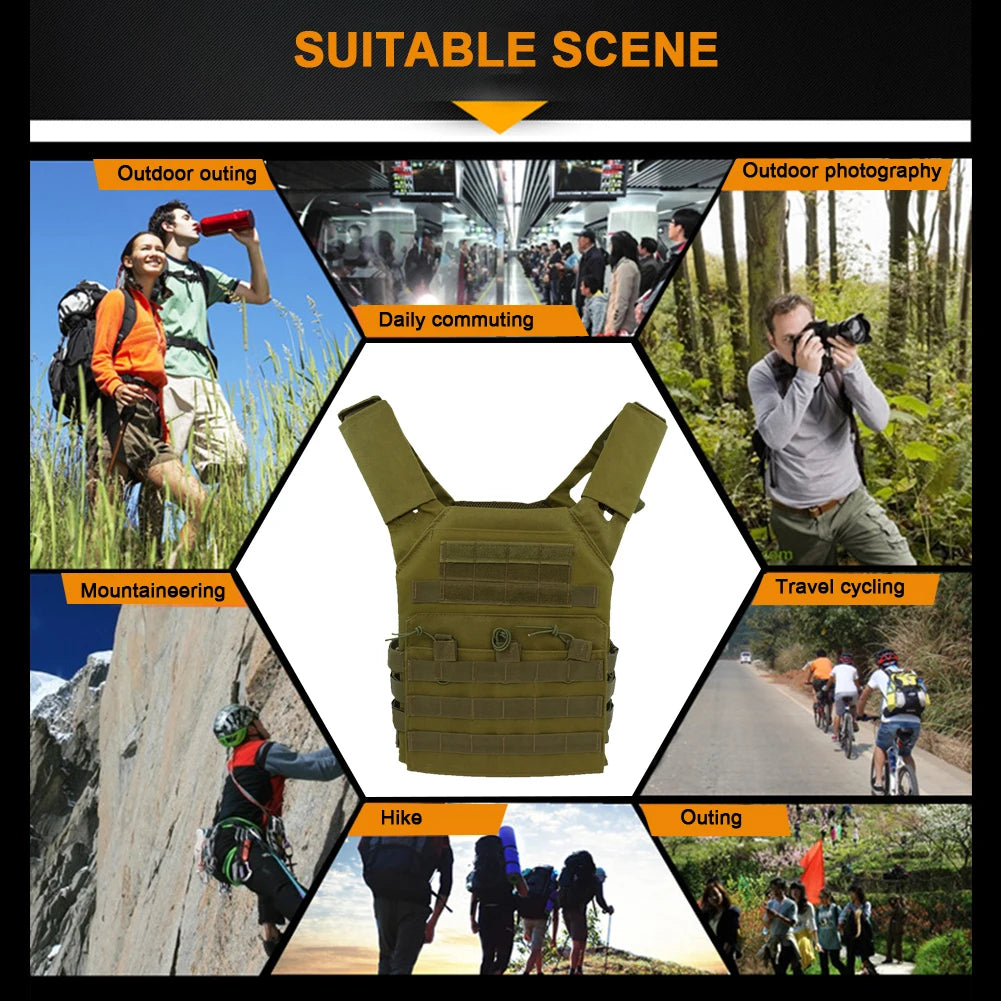 Tactical JPC Vest with Quick-Release Buckles - MOLLE Magazine Pouch Carrier for Airsoft, Hunting, and Outdoor Training Gear